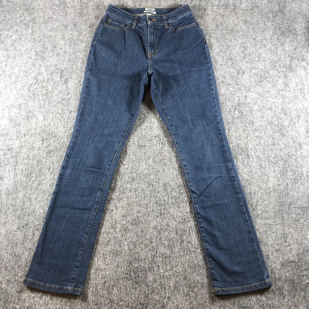 L.L. Bean Jeans Womens 6 Tall Blue Mid Rise Straight Stretch Denim